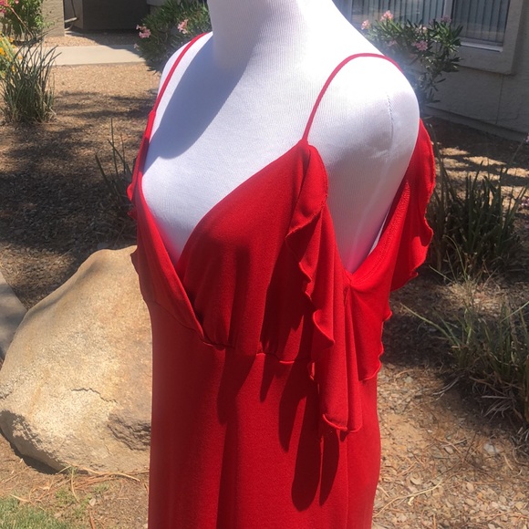 PS PerSeption Beautiful Asymmetrical Red Dress with Spaghetti Straps!! Size 1X - Picture 7 of 11